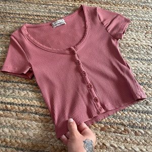 Urban Outfitters petite button up crop top